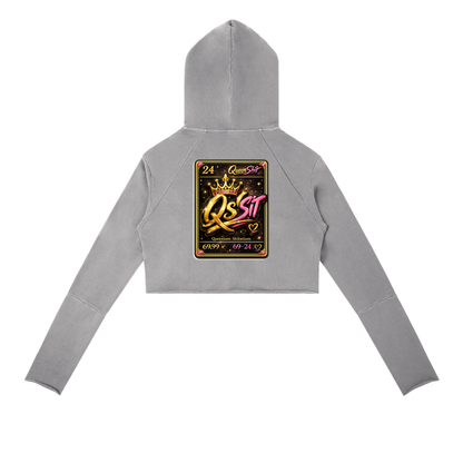 "QUEEN" Vintage Washed Raw Edge Hoodie