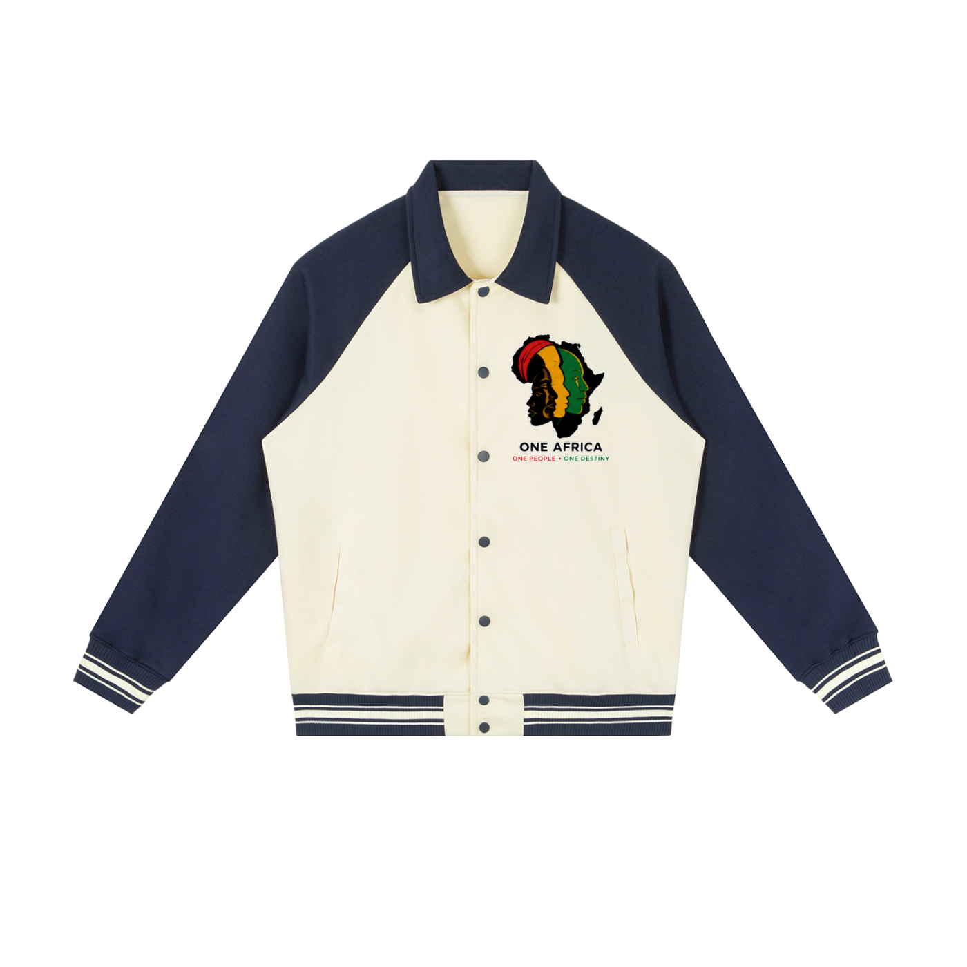 "One Blood" Raglan Sleeve Baseball Jacket