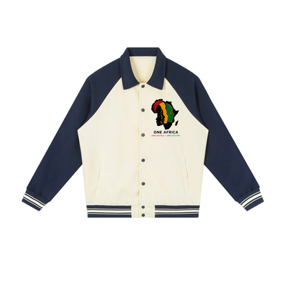 "One Blood" Raglan Sleeve Baseball Jacket