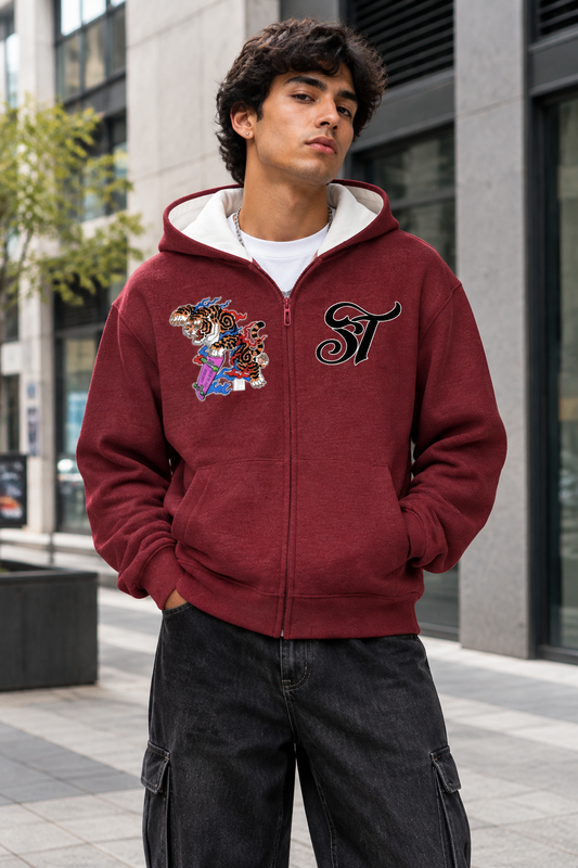 Brooklyn Zoo™ "Sheir-Khan" Drop Shoulder Full Zip Hoodie