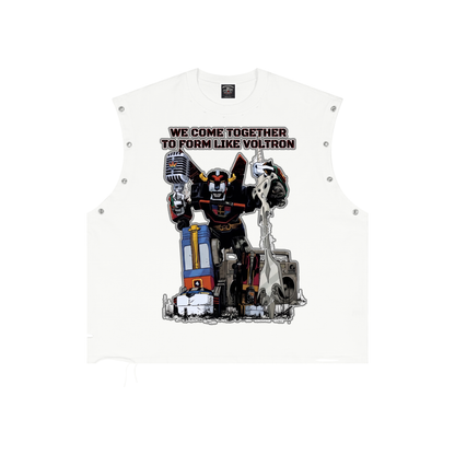 "We form like Voltron" Distressed Grommet Eyelet Tank Top