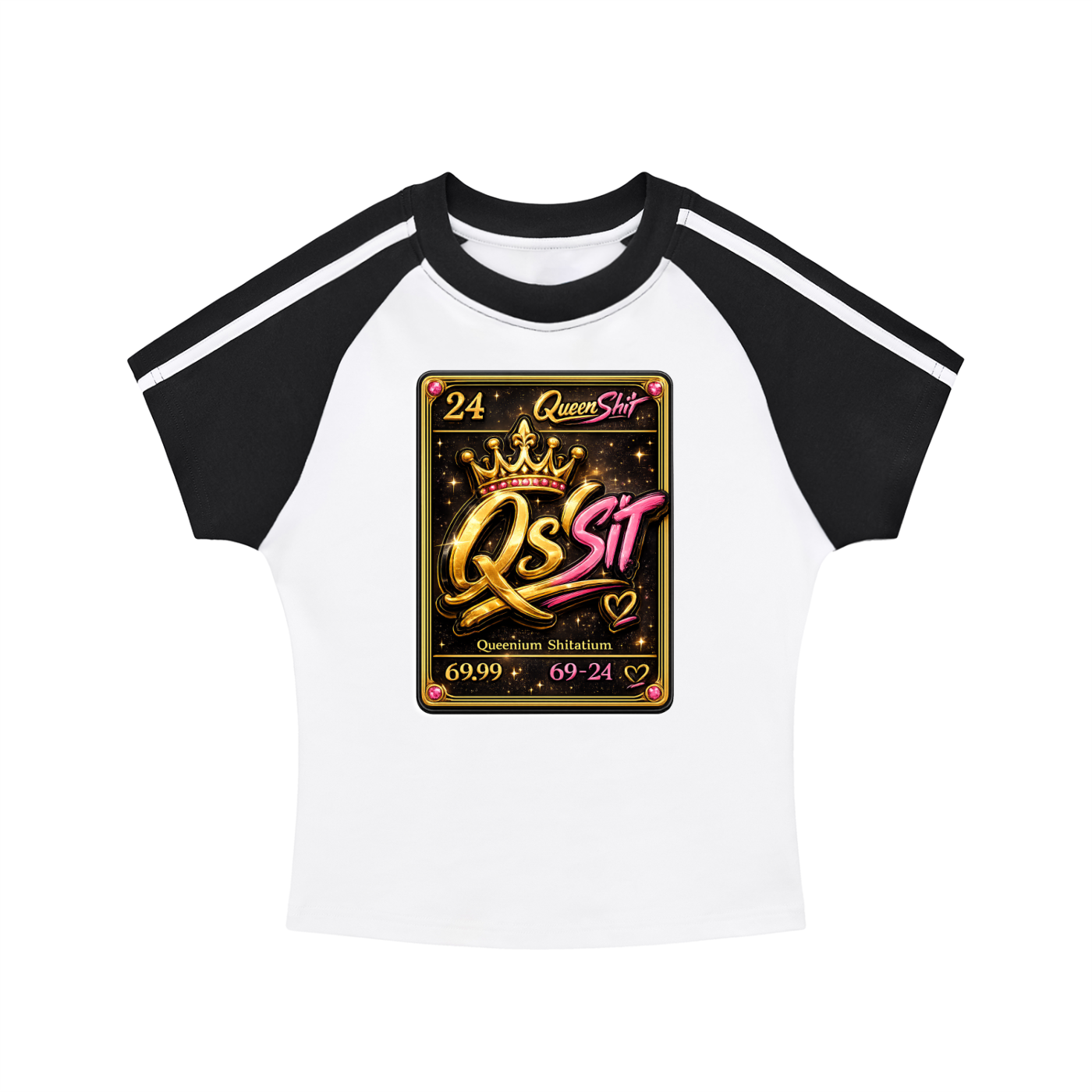"QUEEN" Bodycon Raglan  Sleeve T-Shirt