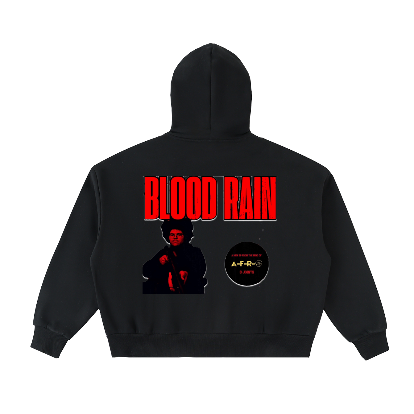 "Blood Rain" Fleeced Full-Zip Boxy Hoodie