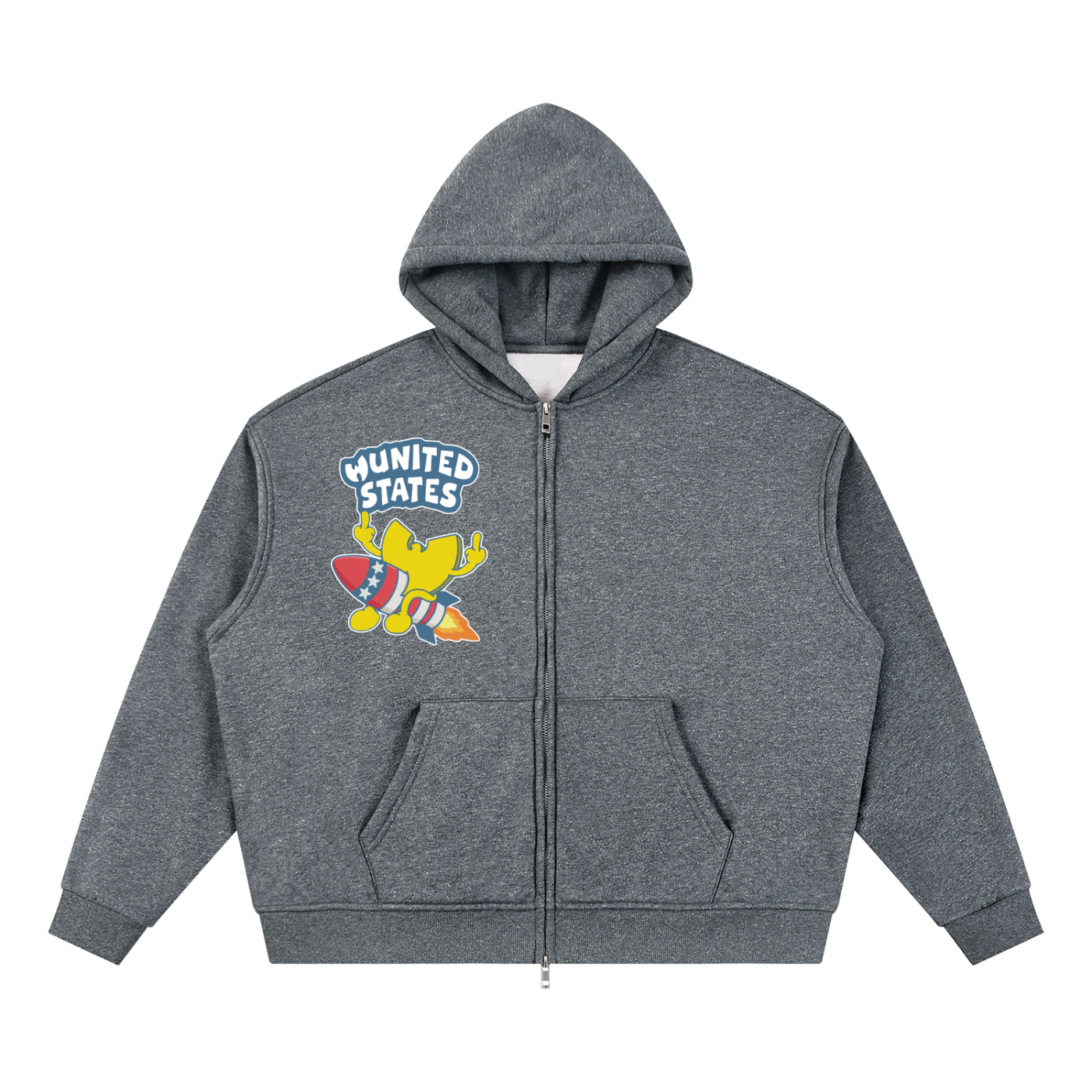 PYN™ "WUSA" Unisex Sparkles Full Zip Boxy Hoodie