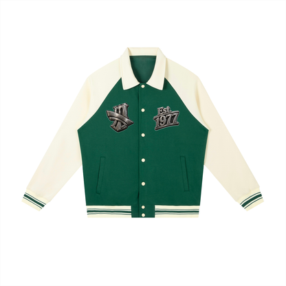 "All-Star" Contrast Raglan Sleeve Baseball Jacket