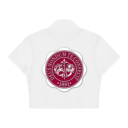 Hillman College "Gilbert Hall" Women's Cropped Full Zip Short Sleeve T-Shirt