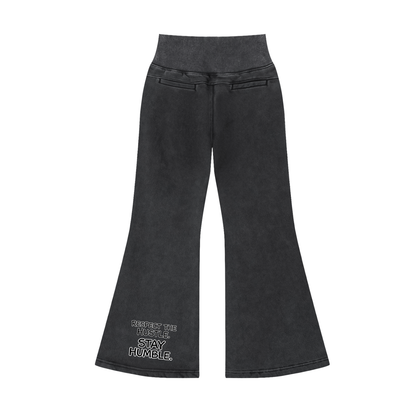 "STAY TRUE" Vintage Washed Flared Fleece Pants