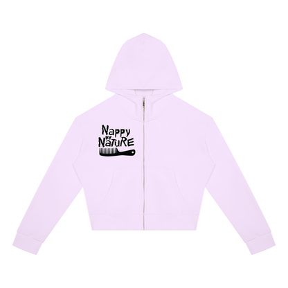 "Nappily Ever After" Women's Crop Full Zip Hoodie