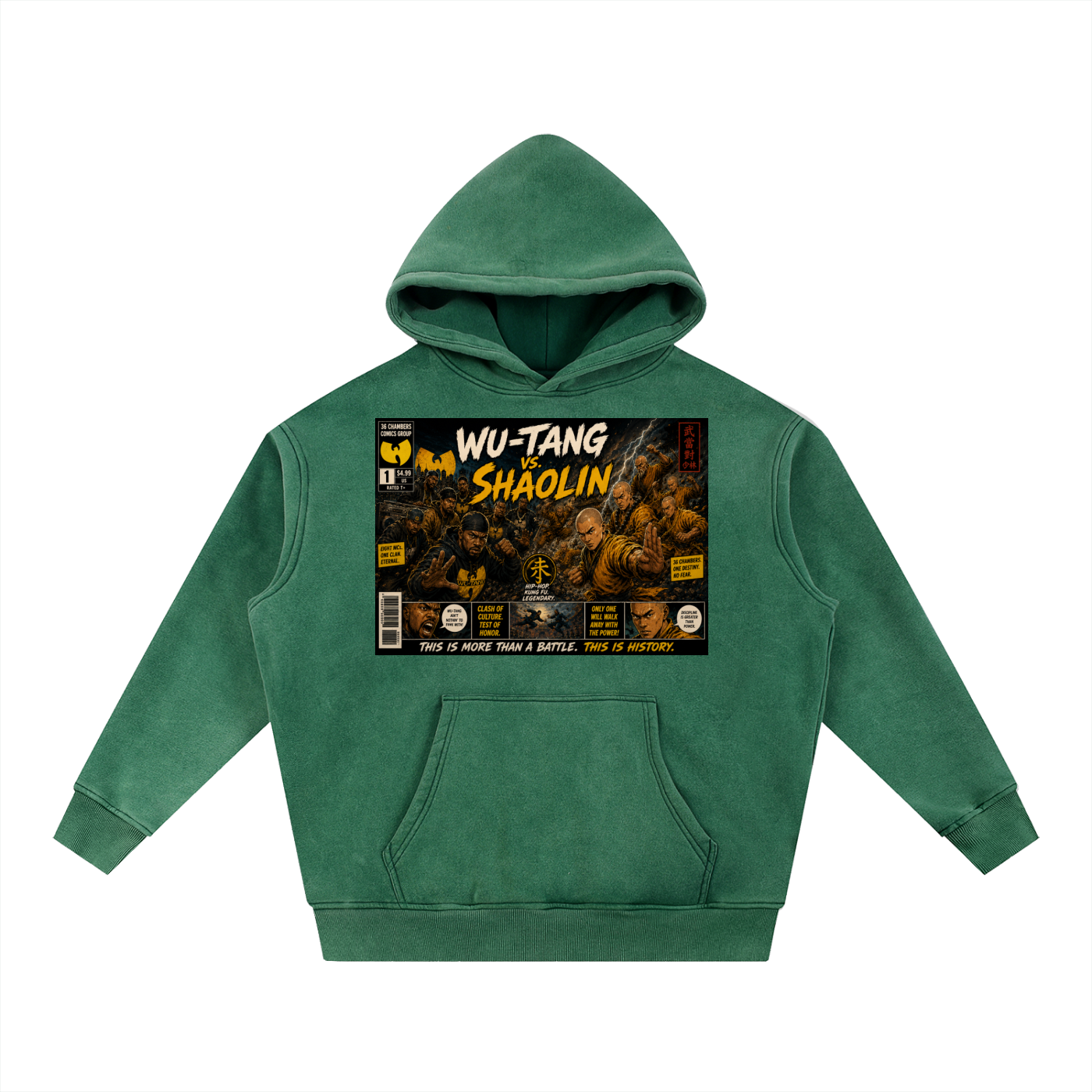 PYN™x BKRP™ "Wu-Tang vs. Shaolin" Snow Wash Fleece Oversize Hoodie