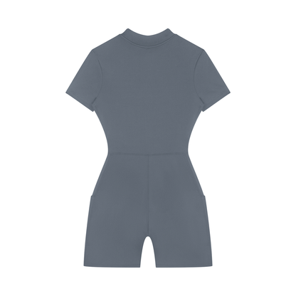 "Brooklyn Republic Essentials" Women's Quarter-Zip Short Sleeve Romper