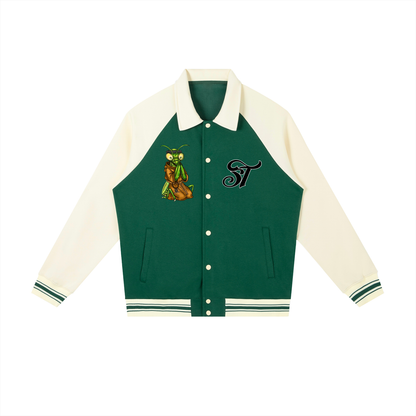 Brooklyn Zoo™ "Father Mantis" Contrast Raglan Sleeve Baseball Jacket