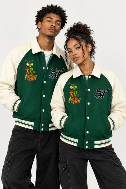 Brooklyn Zoo™ "Father Mantis" Contrast Raglan Sleeve Baseball Jacket