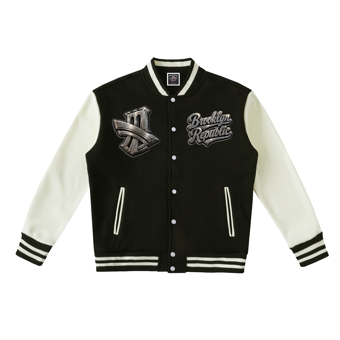 "Brooklyn University" Two-Tone Fleeced Varsity Jacket