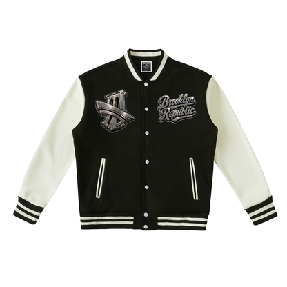 "Brooklyn University" Two-Tone Fleeced Varsity Jacket