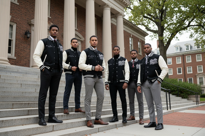 "Brooklyn University" Two-Tone Fleeced Varsity Jacket