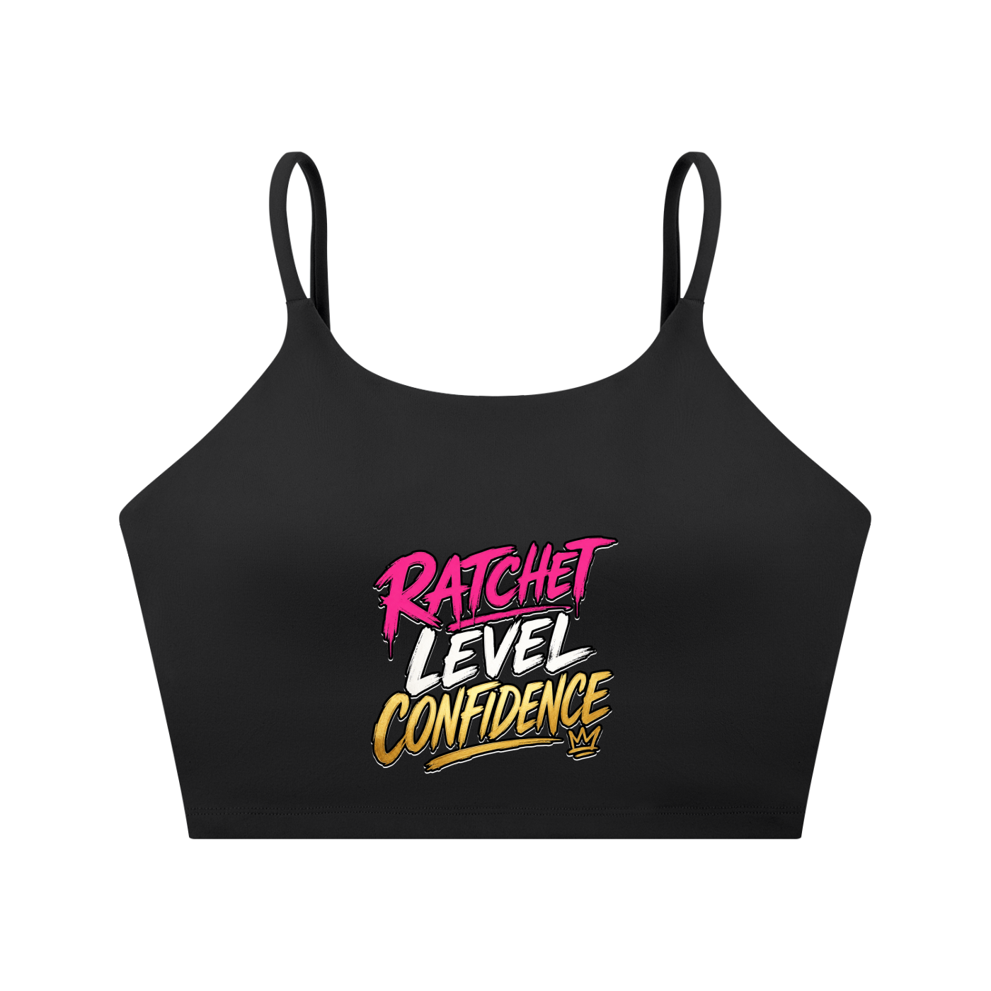 "Ratchet Level Confidence" Spaghetti Strap Yoga Sports Bra
