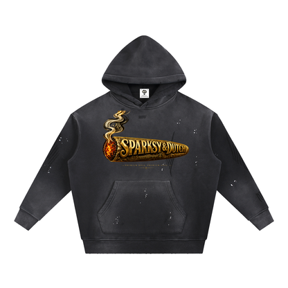 "Blowin' Smoke" Vintage Washed Frayed Fleece Hoodie