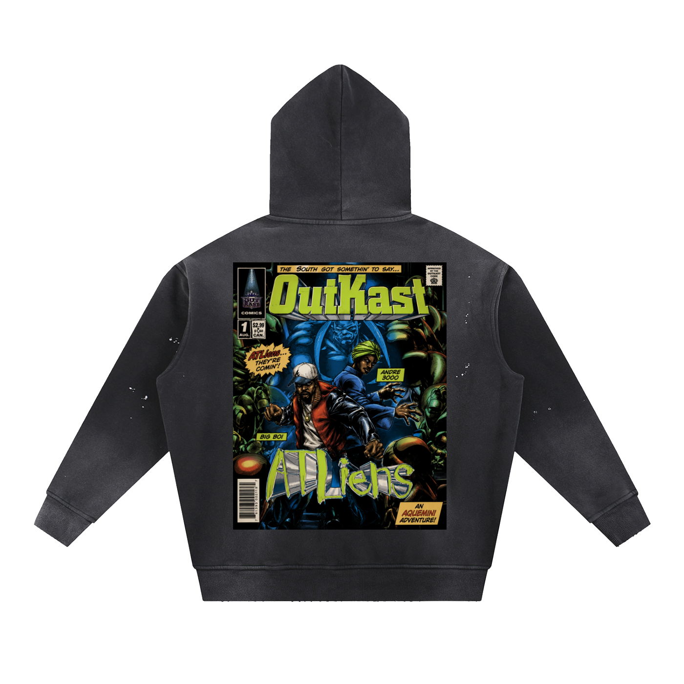 "ATLiens" Vintage Washed Frayed Fleece Hoodie