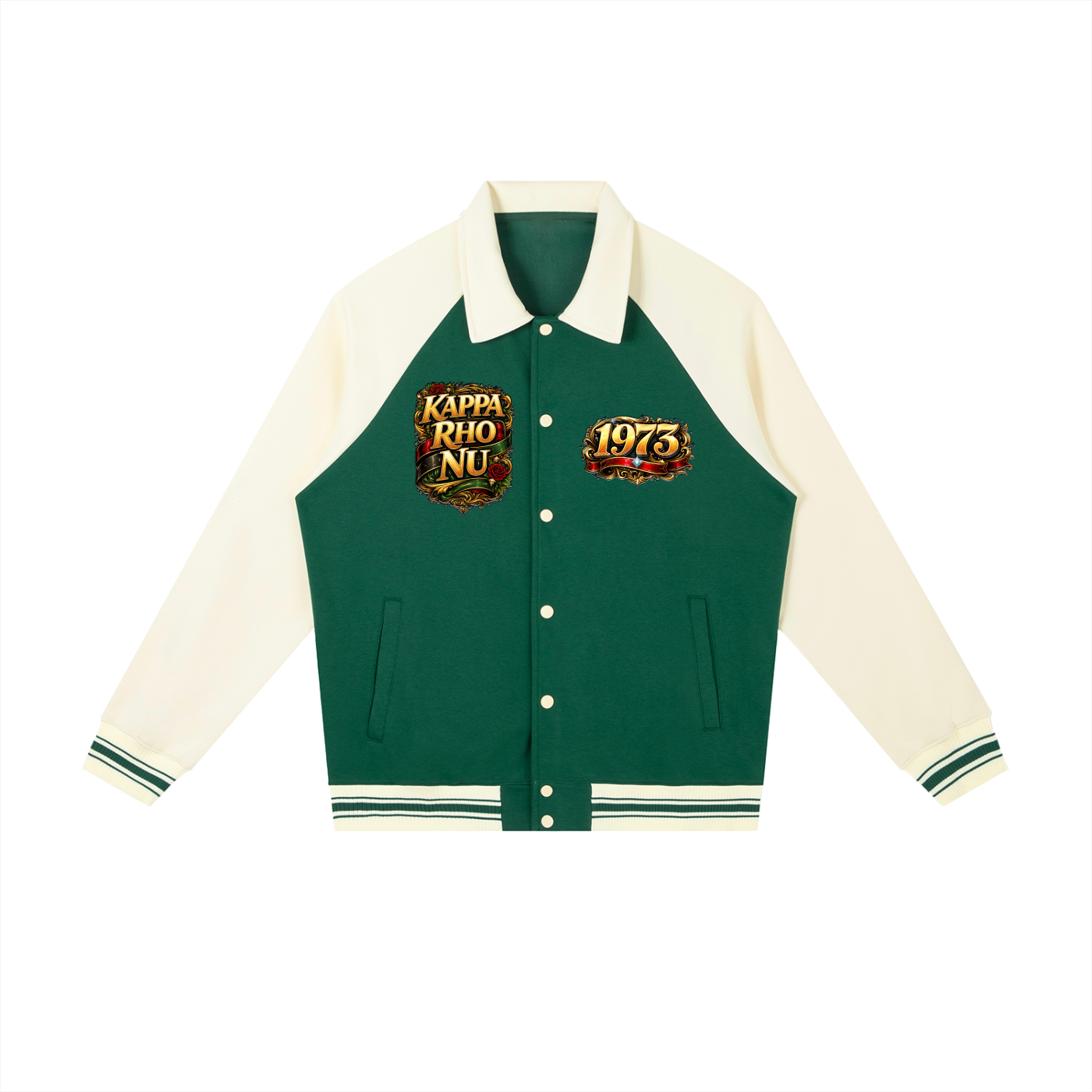 "Kappa Rho Nu" Contrast Raglan Sleeve Baseball Jacket