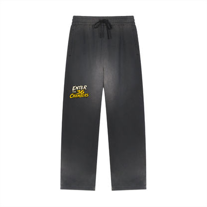 PYN™ "Enter the 36 Chambers" Sun Fade Raw Edge Straight-Leg Sweatpants