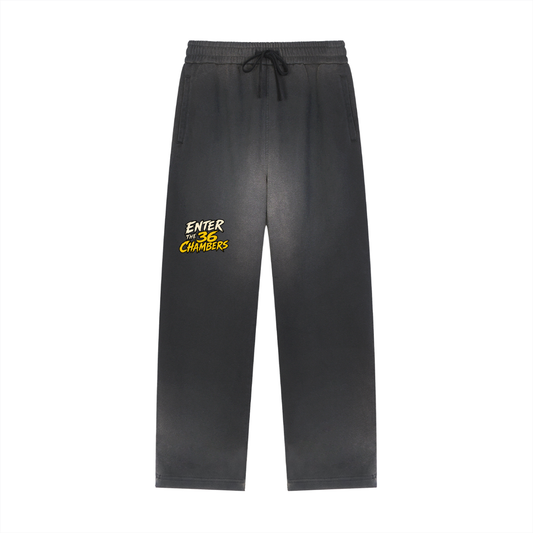 PYN™ x BKRP™ "Enter the 36 Chambers" Sun Fade Raw Edge Straight-Leg Sweatpants
