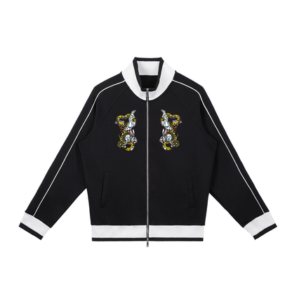 Brooklyn Zoo™ "Bruh Rabbit Stew" Color Block Raglan Sleeve Zip Track Jacket