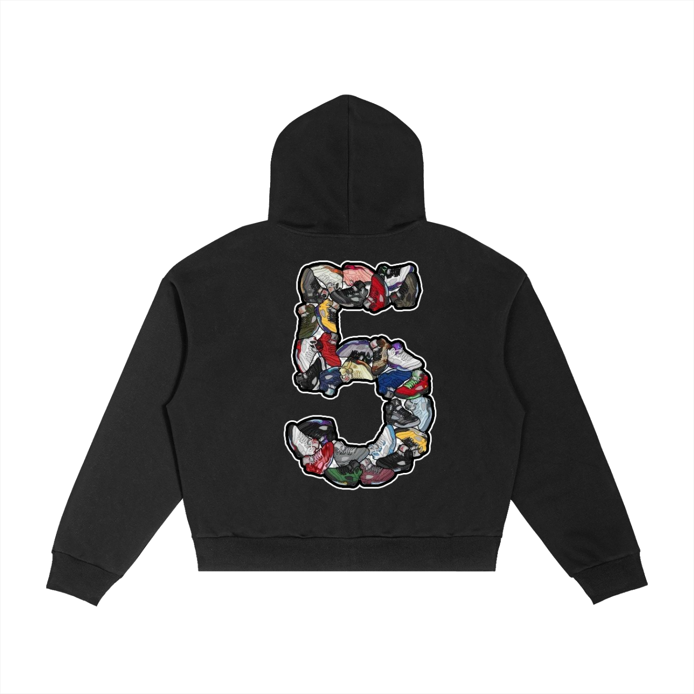 "AJ 5" Contrast Plaid Boxy Zip Hoodie