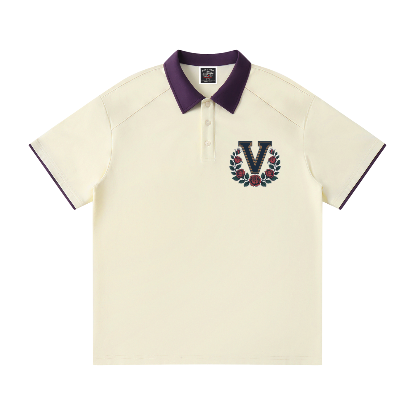 "Varsity" Contrast Collar Raglan Polo Shirt
