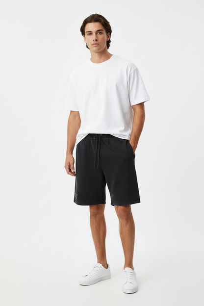 PYN™ "PYN"  Vintage Wash Sunfade Waffle Raw Hem Shorts