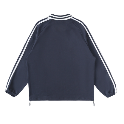 PYN™ x BKRP™ "Cut & Sew" Contrast Striped Lapel Collar Sweatshirt