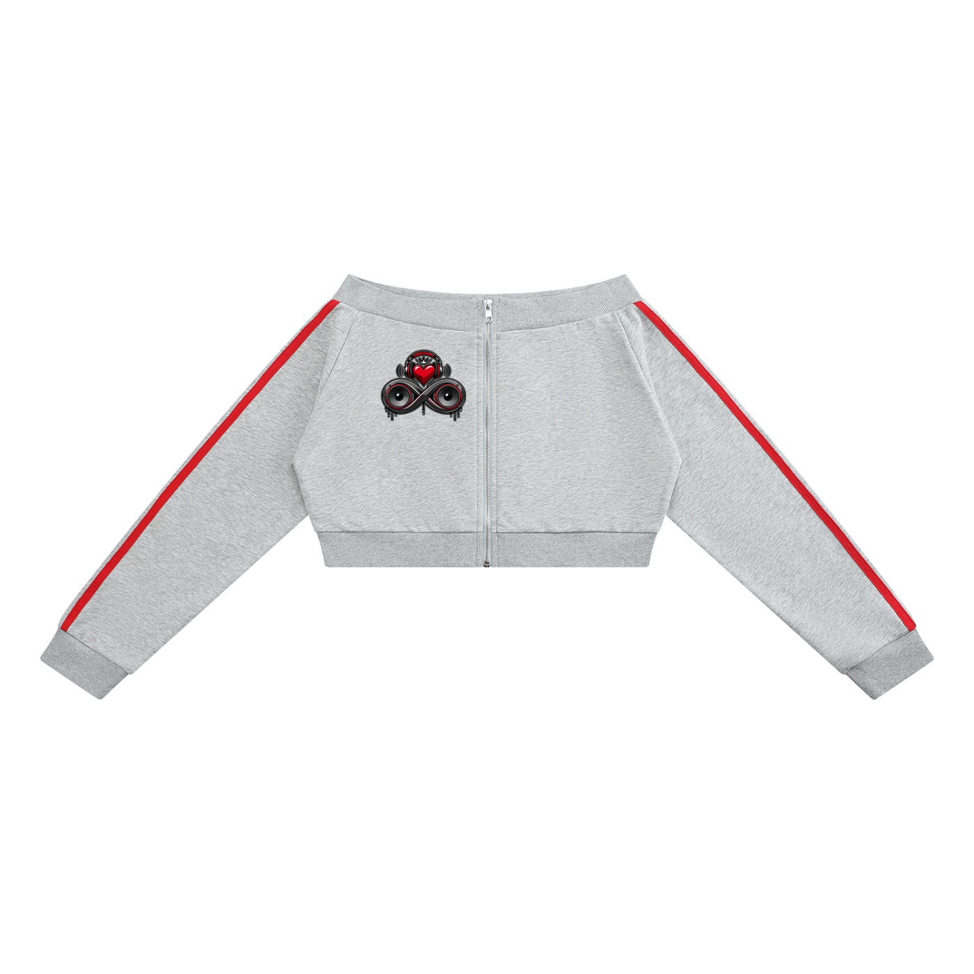 Infinity Sione™ "Heartbeatz" Women's Off-Shoulder Full Zip Hoodie