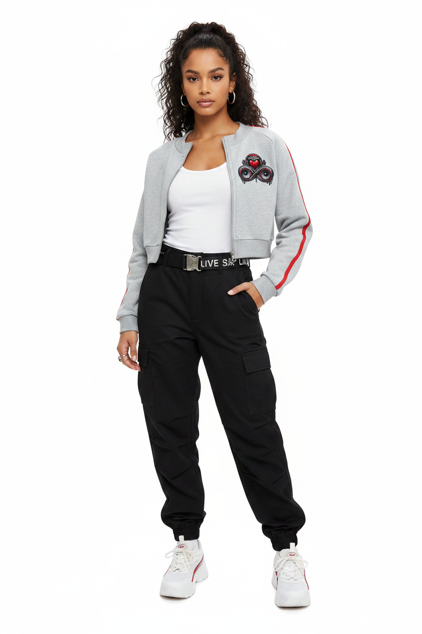 Infinity Sione™ "Heartbeatz" Women's Off-Shoulder Full Zip Hoodie