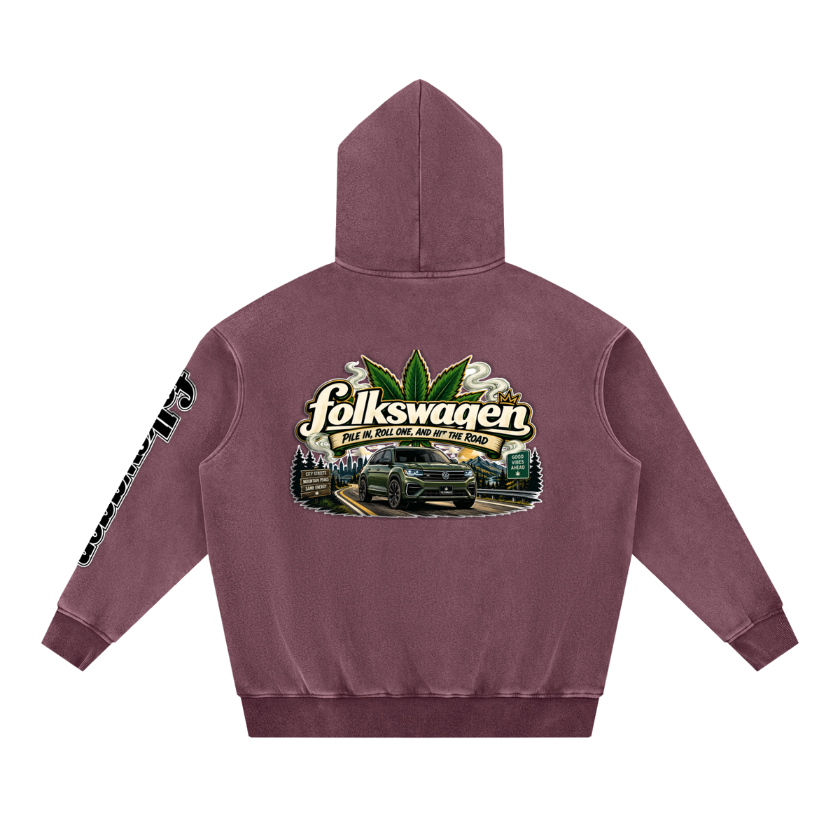 "Road Trip" Snow Wash Fleece Oversize Hoodie