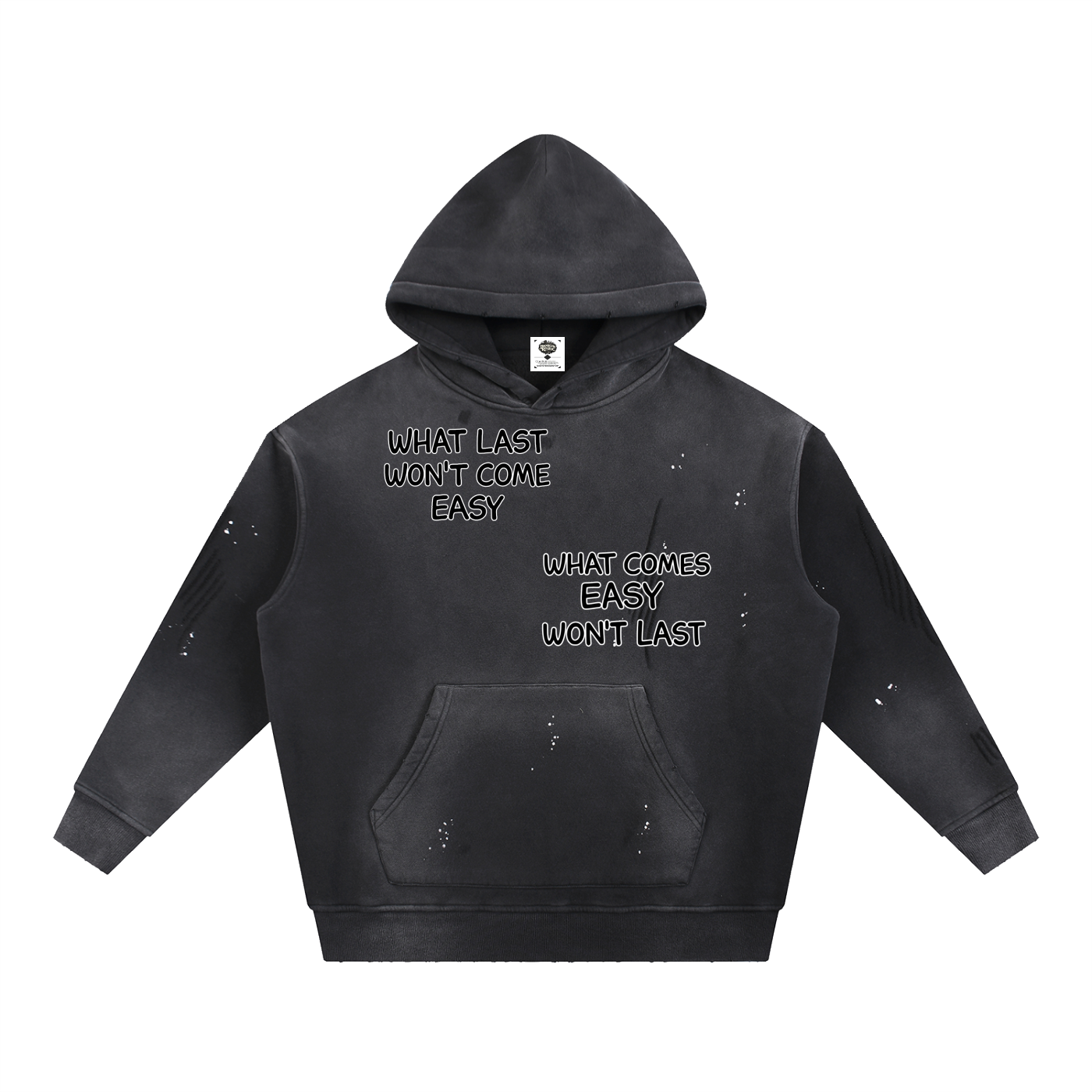 "STAY TRUE™ " Vintage Washed Frayed Fleece Hoodie