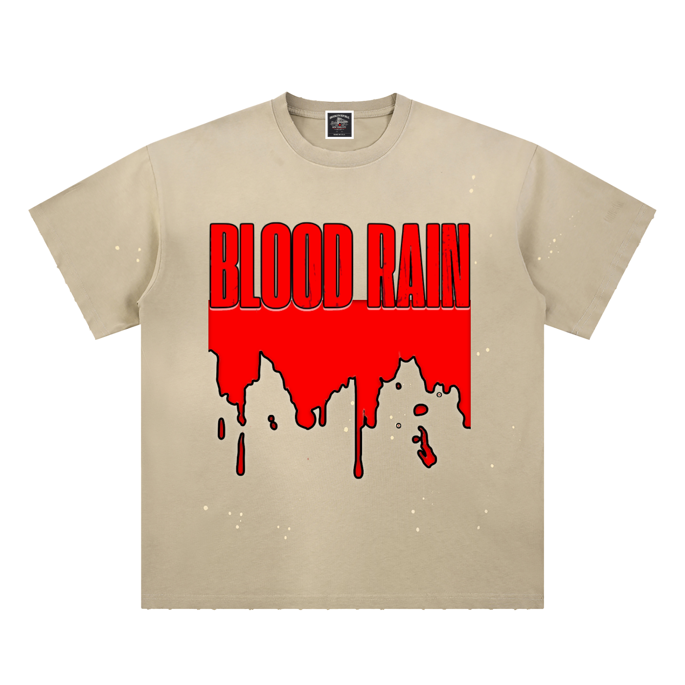 "Blood Rain" Hand-Frayed Sunfade Paint Splatter T-Shirt