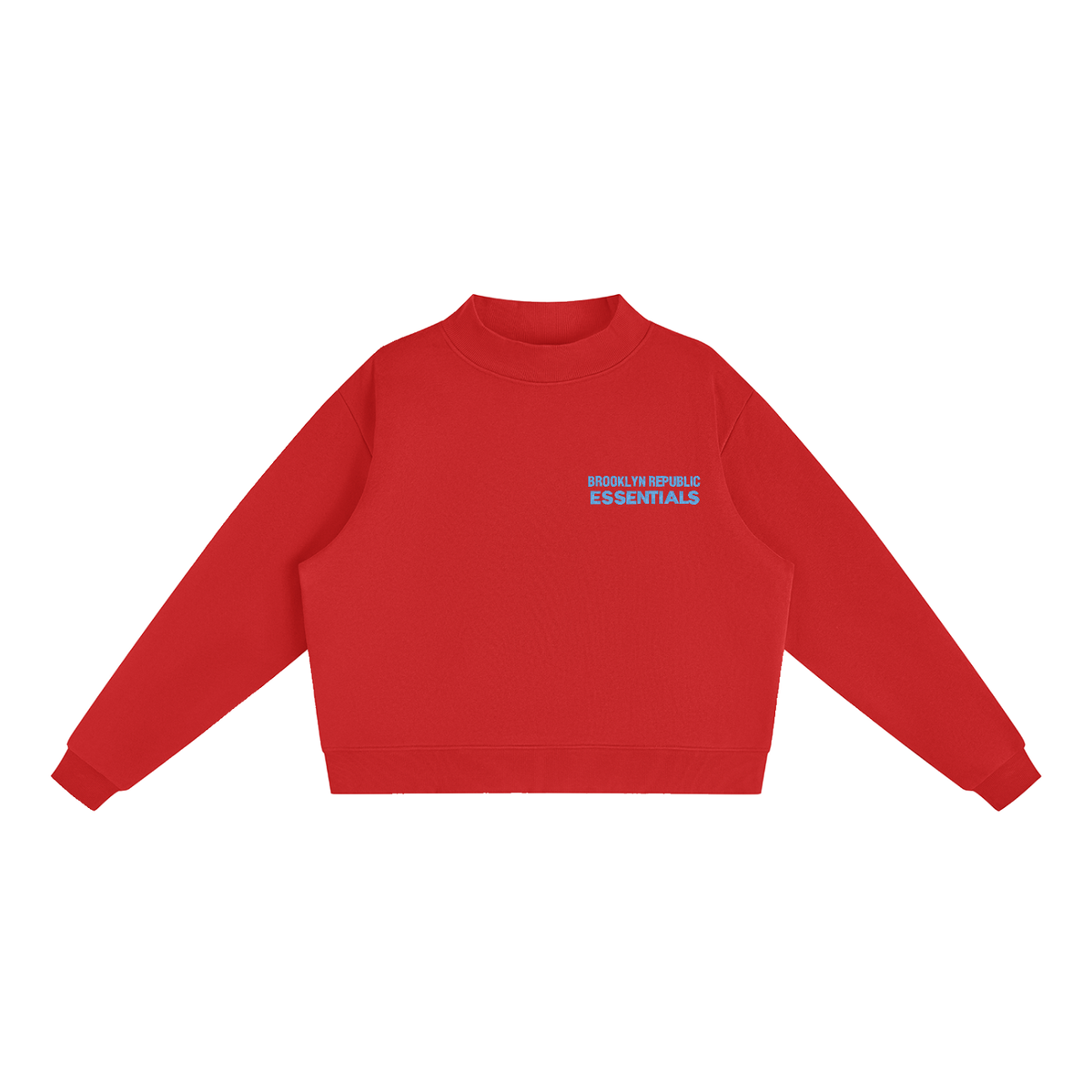 Brooklyn Republic Essentials™ Embroidered Fleece Mock-Neck Crew Sweatshirt