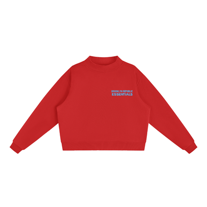 Brooklyn Republic Essentials™ Embroidered Fleece Mock-Neck Crew Sweatshirt