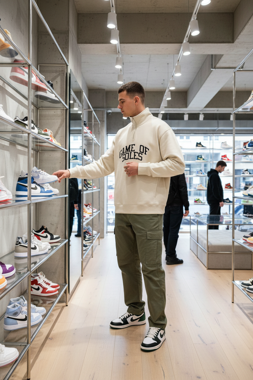 "Game of Soles - Foamposite Aliens" Quarter-Zip Drop Shoulder Sweatshirt