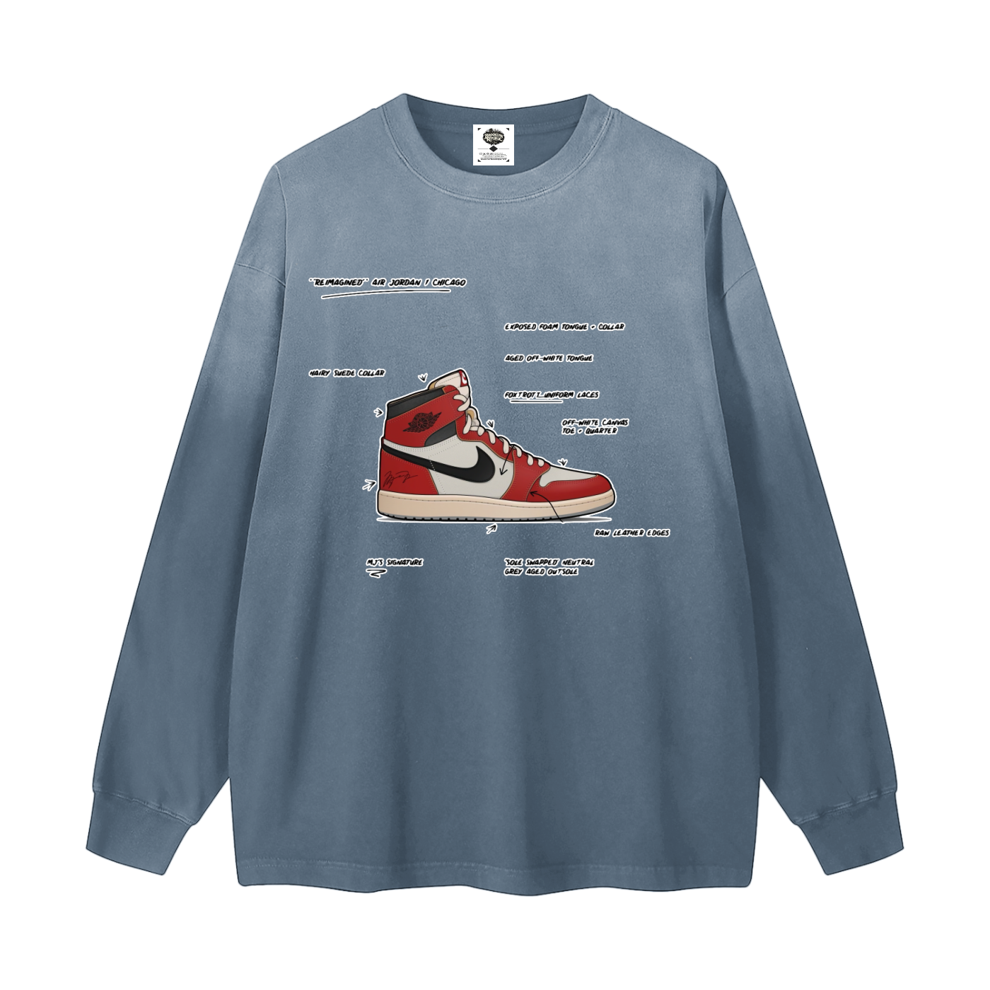 "AJ 1 Tek Pak" Gradient Washed Long Sleeve T-Shirt