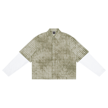 "Brooklyn Republic Essentials" Vintage Wash Plaid Short Sleeve Shirt