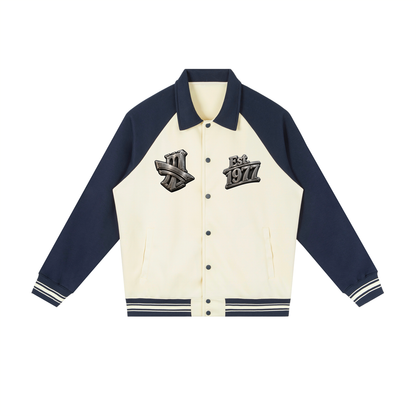 "All-Star" Contrast Raglan Sleeve Baseball Jacket