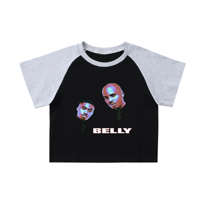 "Belly" Color-Blocked Raglan Crop Top