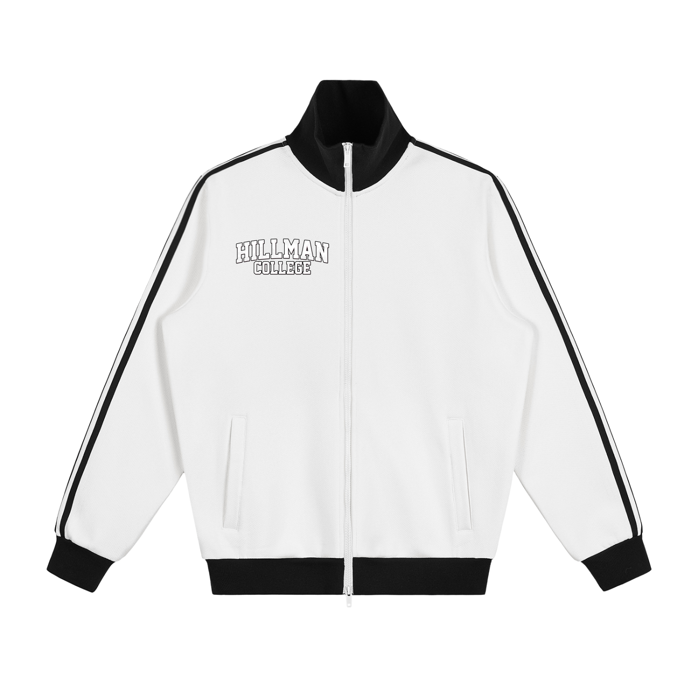 "Hillman College" Contrast Side Stripe Fleece Track Jacket