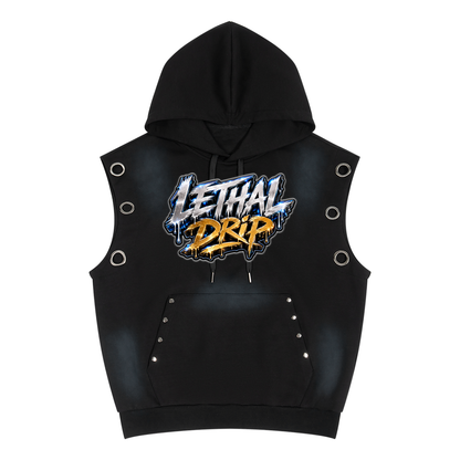 "Lethal Drip" Unisex Vintage Wash Sun Fade Sleeveless Hoodie
