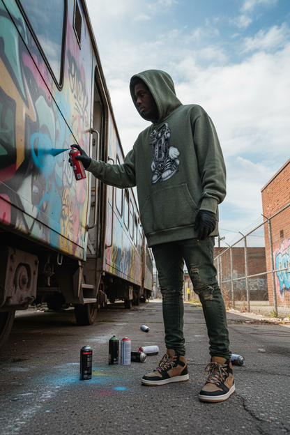 "Sounds & Scribbles" Mineral Wash Oversized Hoodie