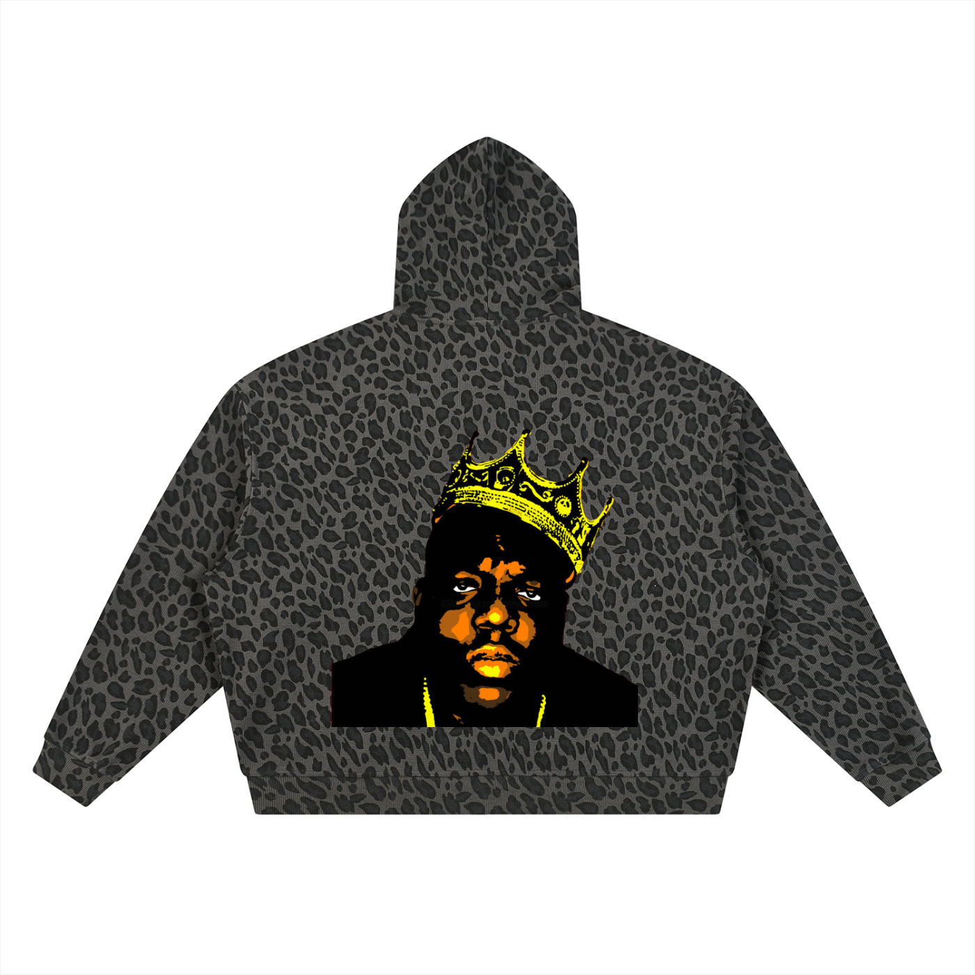 "The B.I.G Crown" Leopard Print Waffle Full Zip Hoodie