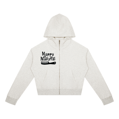 "Nappily Ever After" Women's Crop Full Zip Hoodie
