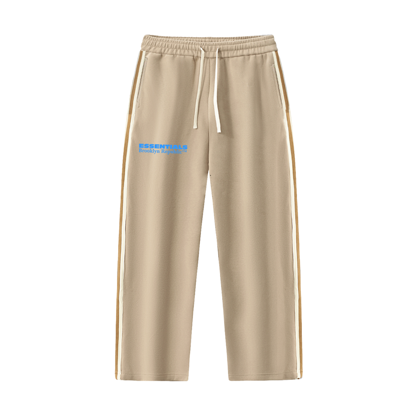 "Brooklyn Republic Essentials" Contrast Side-Stripe Straight-Leg  Pants