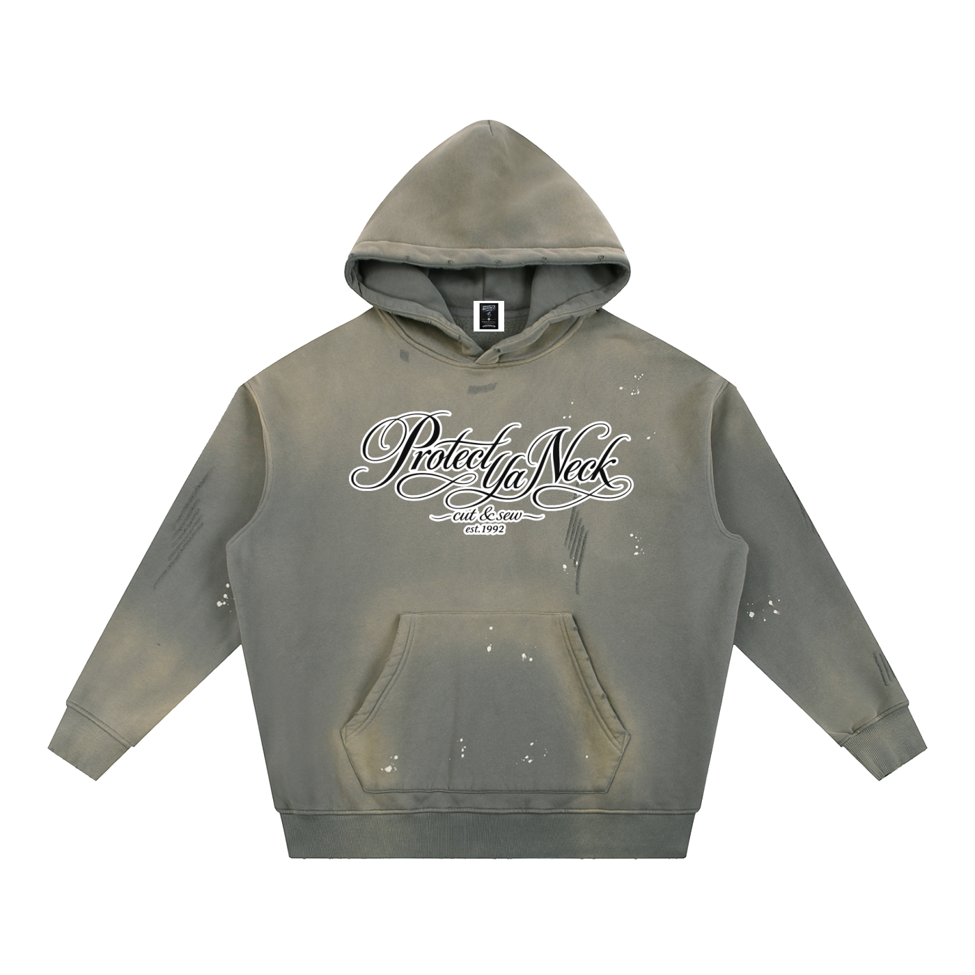 PYN™ x BKRP™ "Cut & Sew" Vintage Washed Frayed Fleece Hoodie