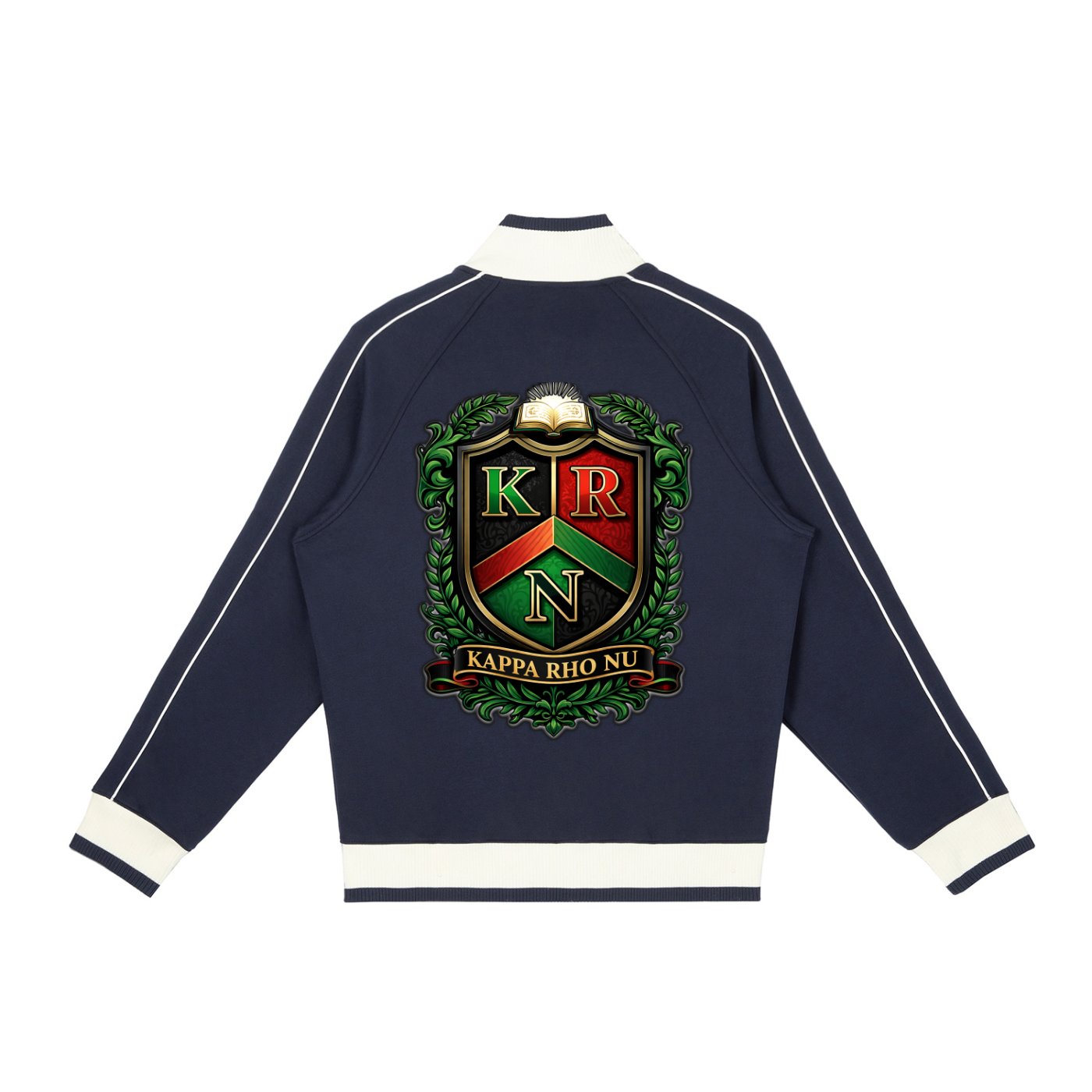 “Kappa Rho Nu” Color Block Raglan Sleeve Zip Track Jacket